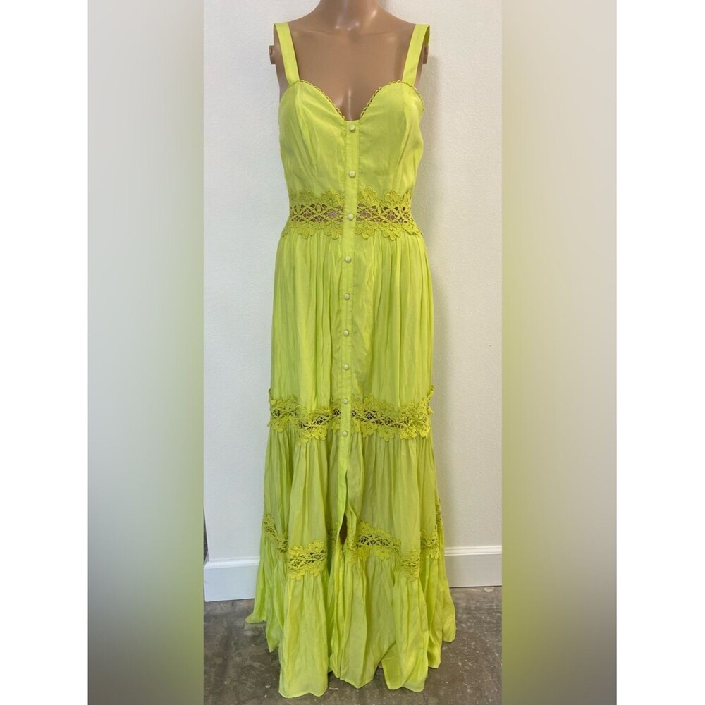 Miss Avenue Women's lime Green maxi Dress sz M